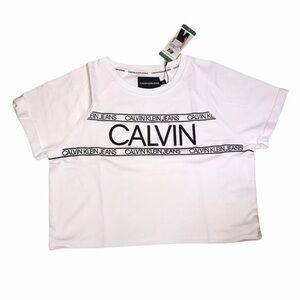 Calvin Klein Logo Crop - White with Black Print-XL